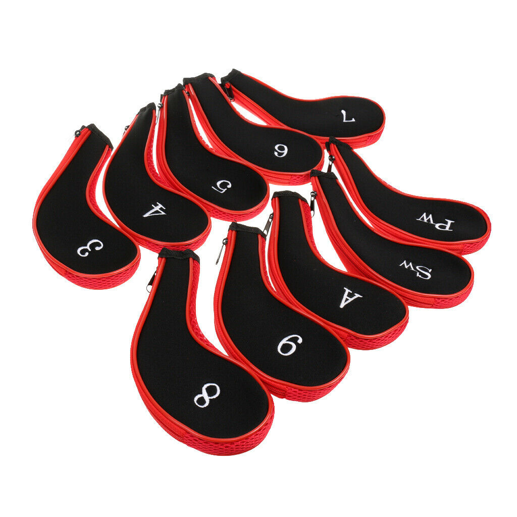 Neoprene Head Long Sleeves Zippered Golf Club Iron Putter Blankets Black +