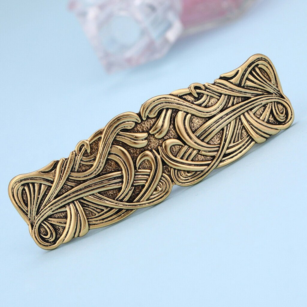 2 Pieces Viking Large Celtic Hairclip Clasp Golden Girl Flower Hair Barrette