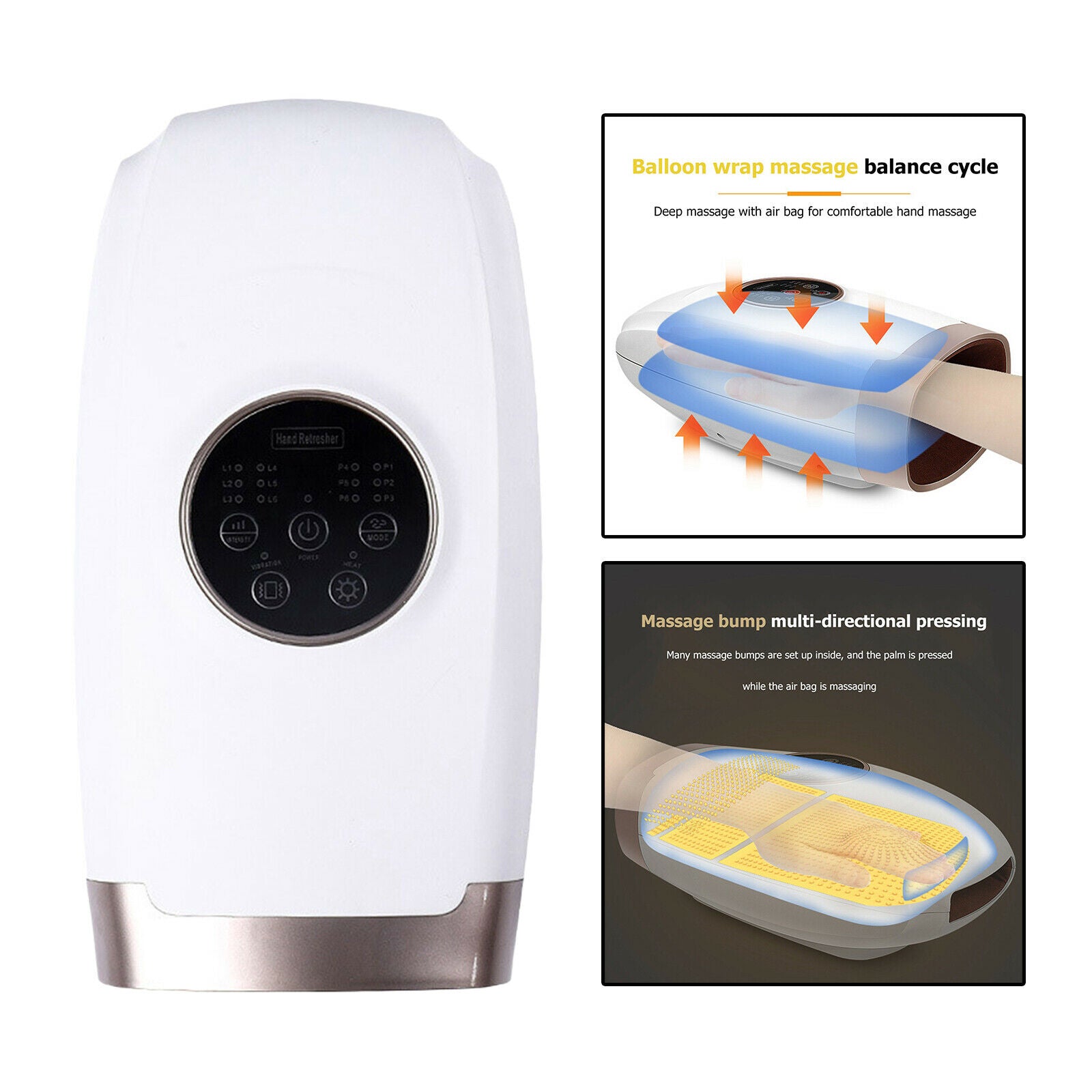 Cordless Electric Hand Massager Air Compression 6 Levels Pressure with Heat