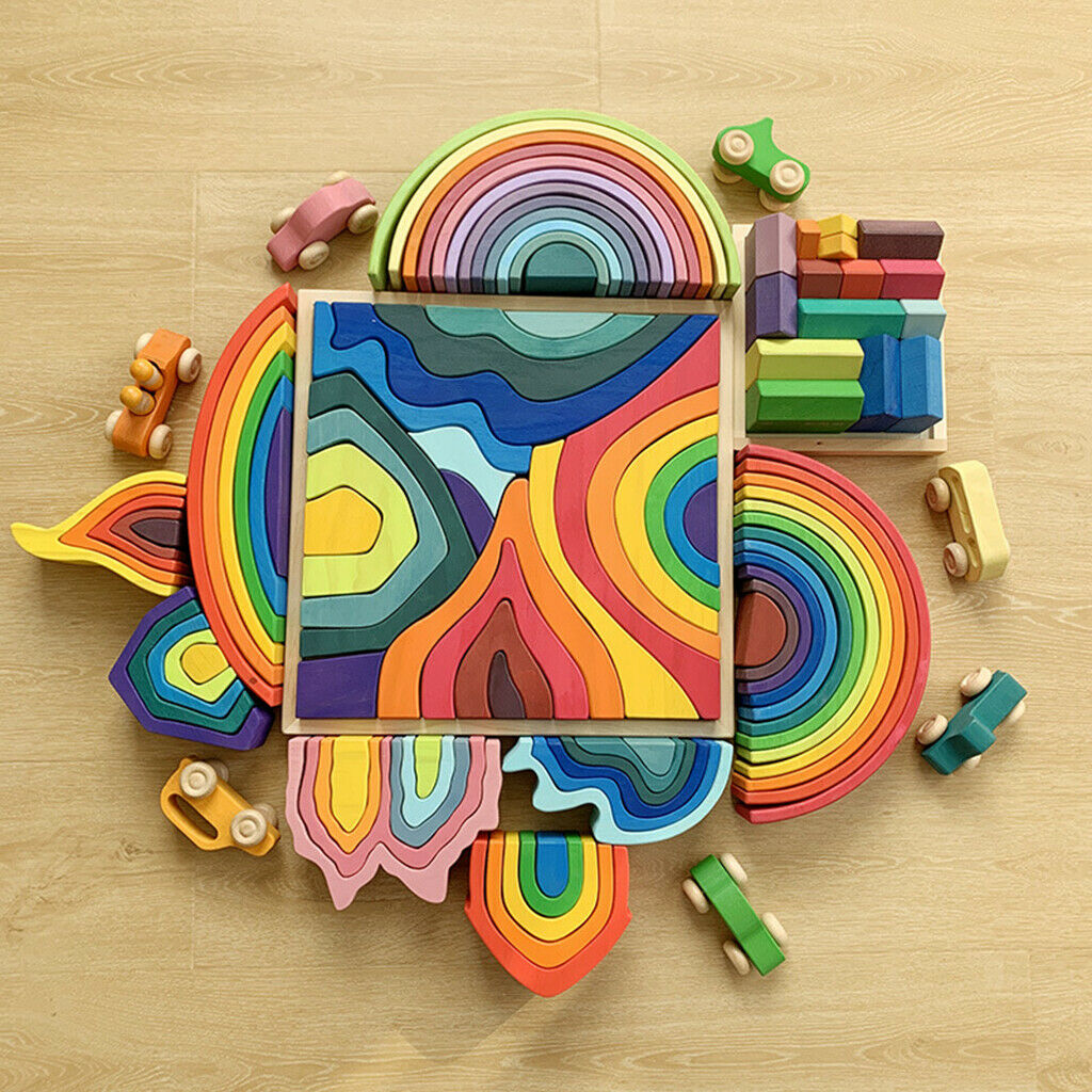 Colorful Stacking Blocks Jigsaw Puzzle DIY Learning IQ Game Present House