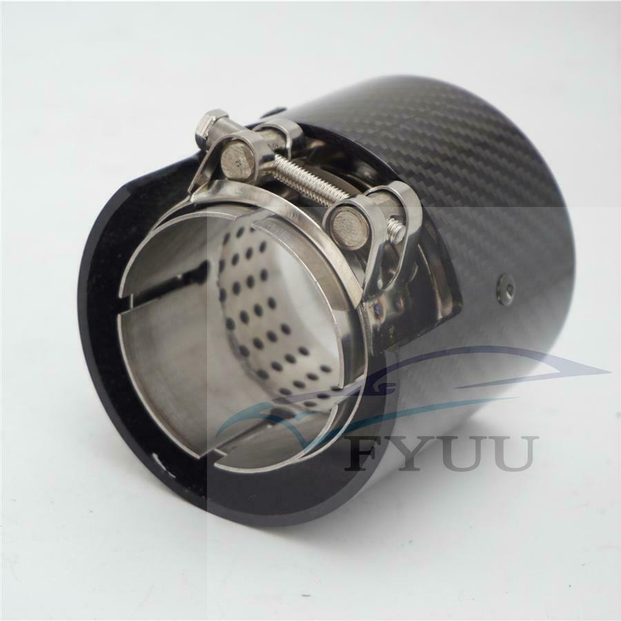 Exhaust Pipe Trim Tip Carbon Fiber Glossy 63MM/2.5" in 93MM/3.66" for BMW 1PCS