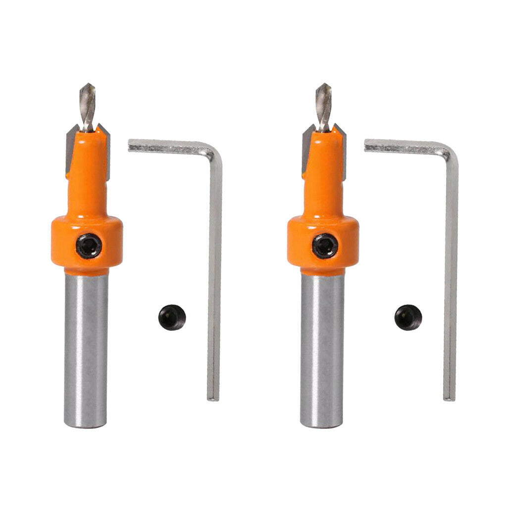 2PCS 8mm Shank Countersink Drill Bits Woodworking Chamfer Counter Bits 4.0mm
