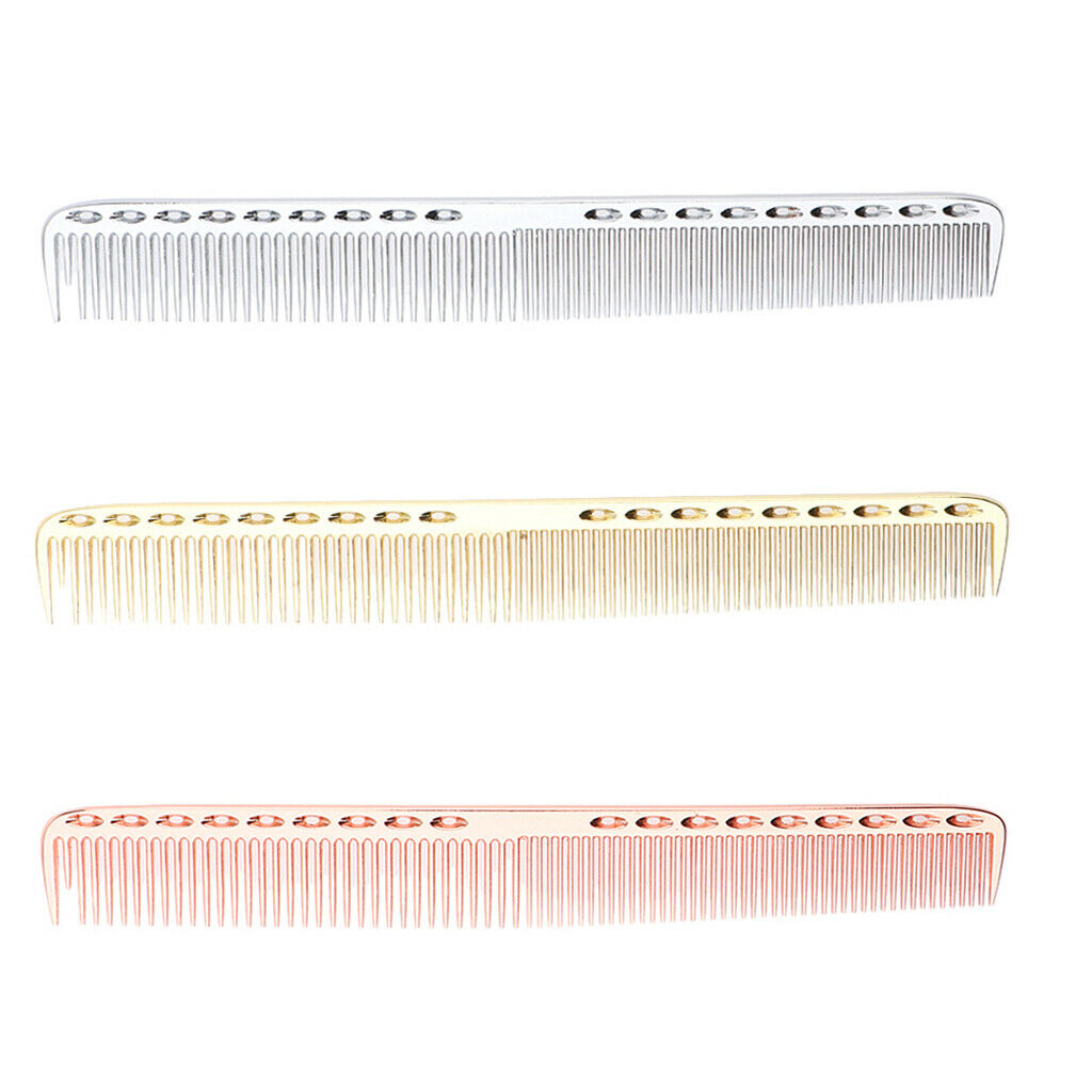 21.5cm Salon Hairdressing Aluminum Hair Comb Anti Static Detangling Comb 3x
