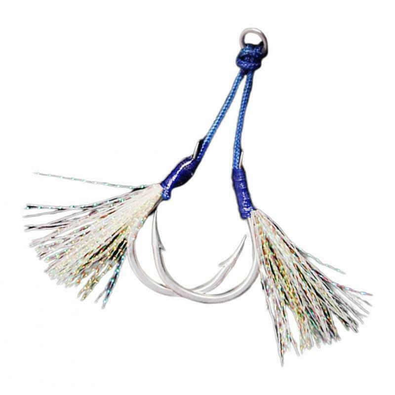 Assist Hooks Jigs Stainless Steel with Double Hooks Solid Rings Anti-bite