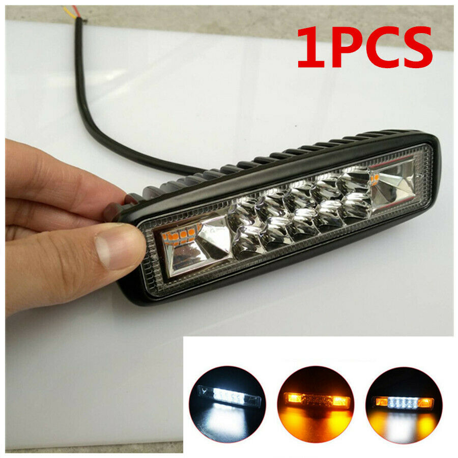 6" 24W 2400lm White Amber Fog Warning Flash Strobe Led Work Light Car Motorcycle