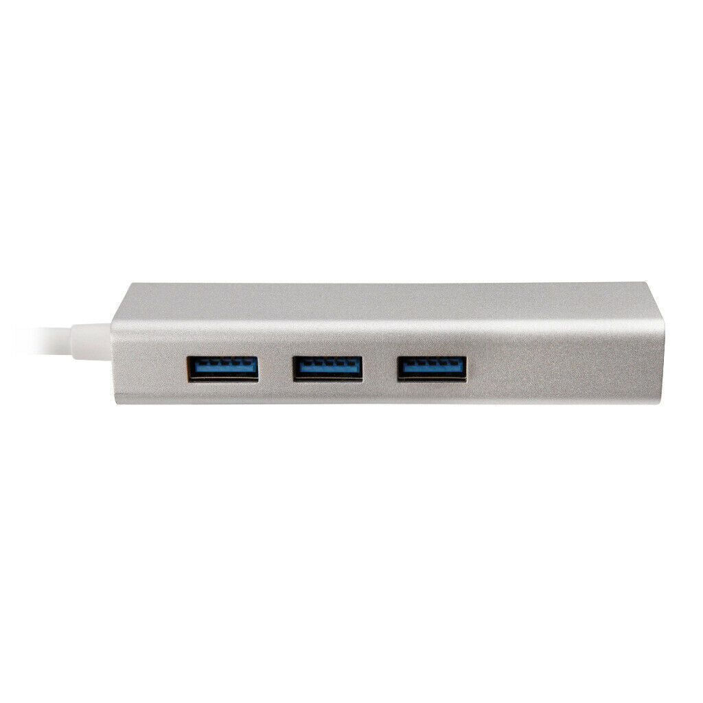 Aluminimum USB Type C Hub Adapter with 3 USB 3.0 Ports 2.1ch Sound Card Power