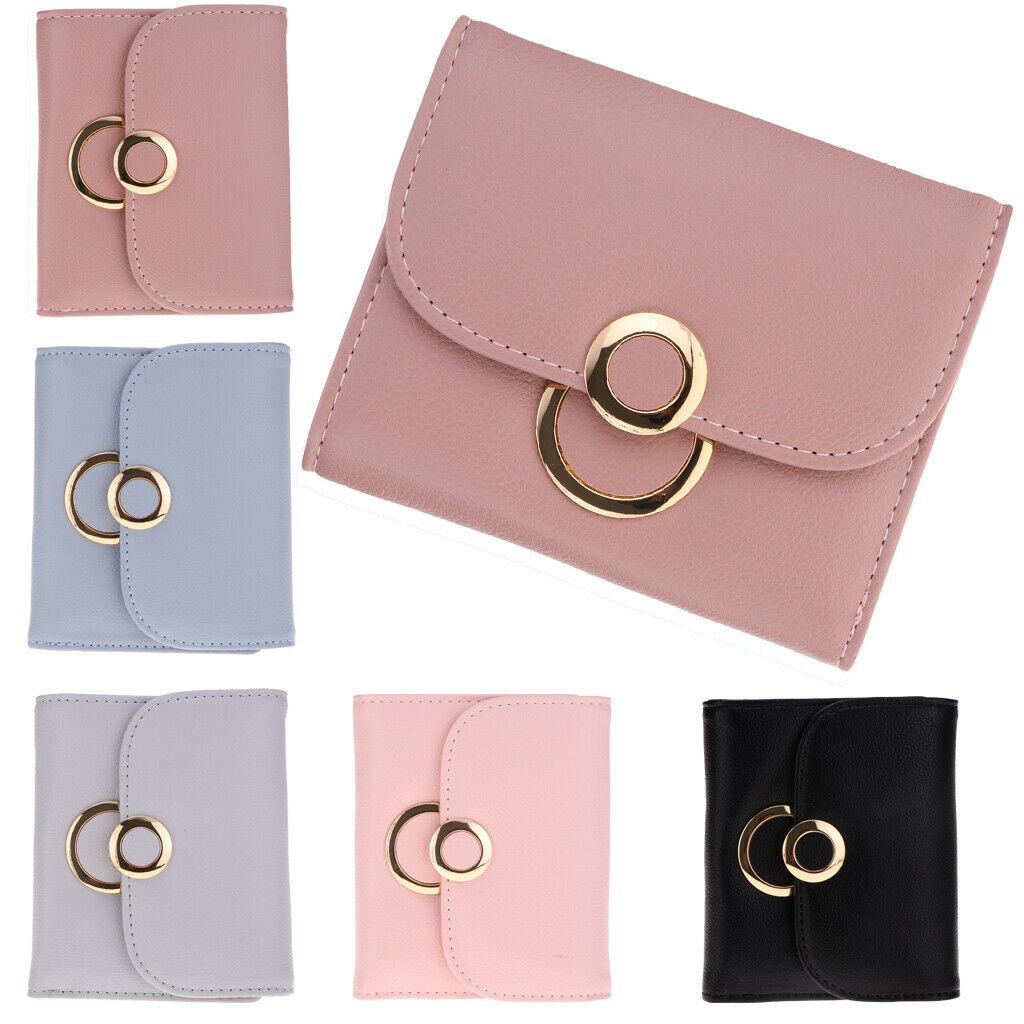 Women Girls PU Leather Classic Solid Purse Clutch Trifold Wallet Light gray