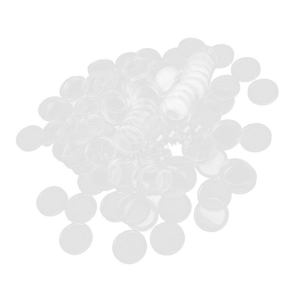 100pcs Clear Round Coins Capsules Protection Collectible Containers 26mm Dia
