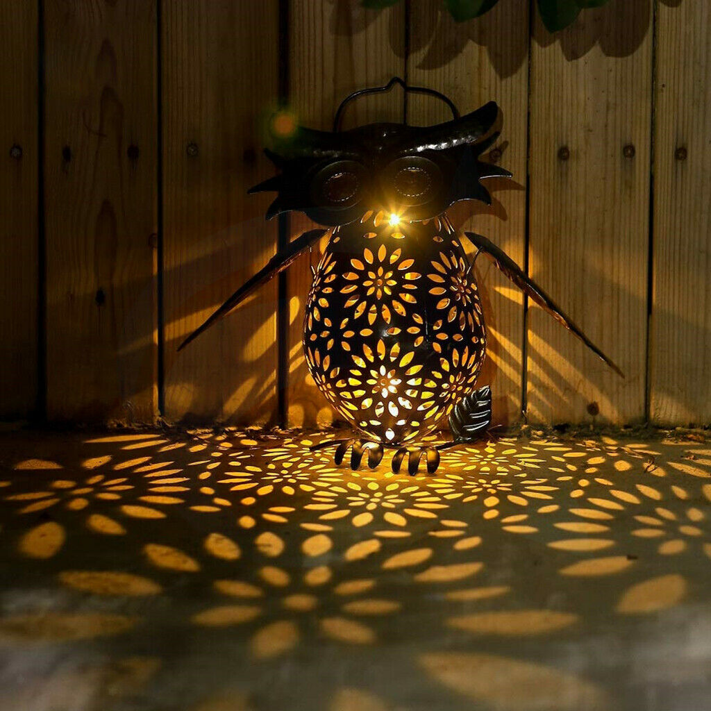 LED Owl Solar Lights Hanging Lantern Night Lamp for Garden Lawn Courtyard