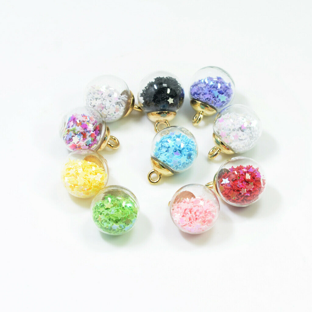 10x 16mm Assorted Color Glass Ball Charms DIY Earring Jewelry Findings