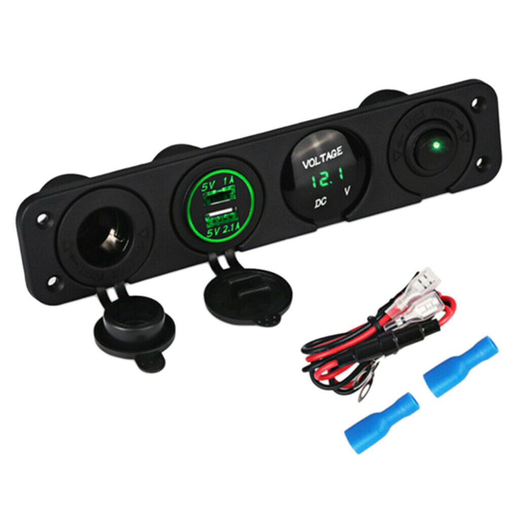 Charging Smoke Socket Receiving Seat Switch Double USB Charger Green LED