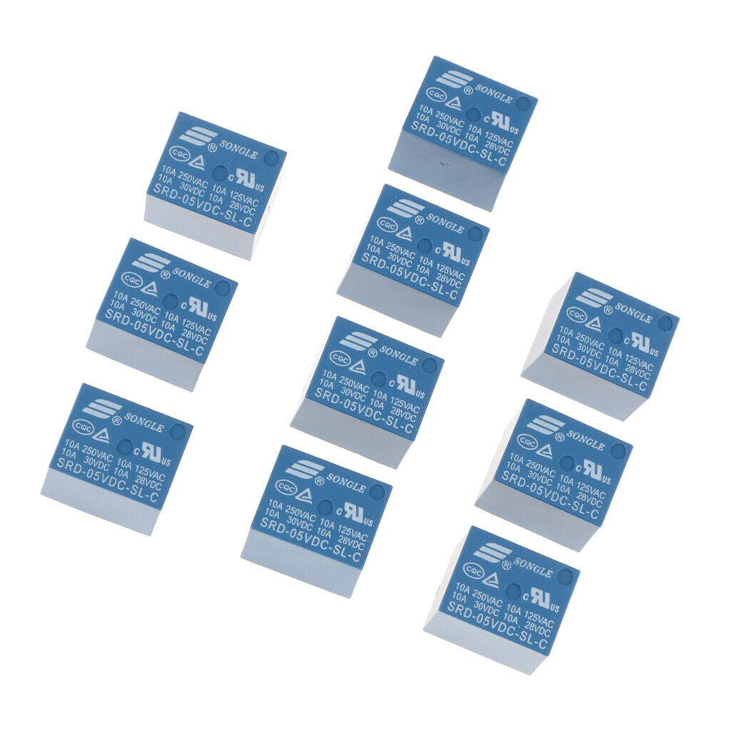 10 pieces power relay Coil voltage: DC 5V; Load capacity: 10A 250VAC