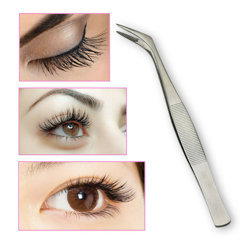 Steel Eyelash Extension Tweezer Curved Pincet Vetus Make-up Tools Sliver