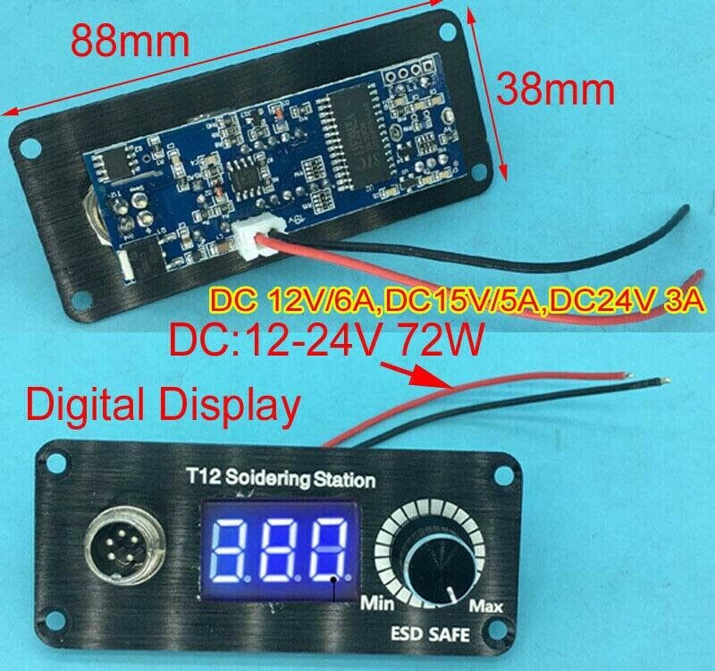 75W Digital Soldering Iron Station control panel for T12 Handle Heater DC 12-24V