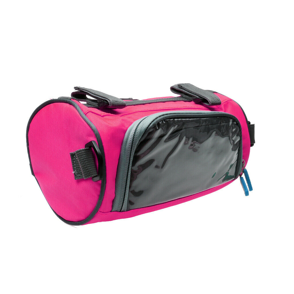 Bicycle Mobile Phone Pouch Handlebar Bag with Touch Screen Round Pink