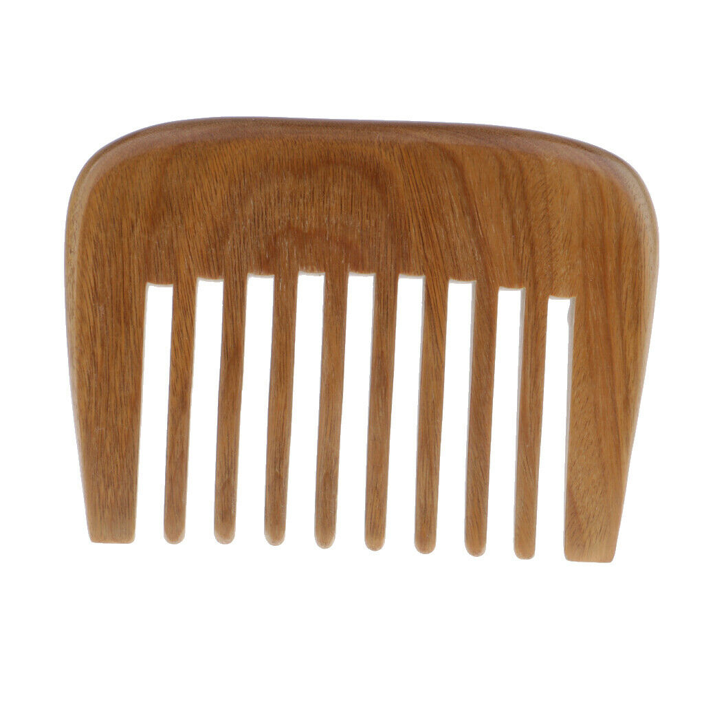 Wooden Large Wide Tooth Comb Detangler Brush Anti Static Green Sandalwood