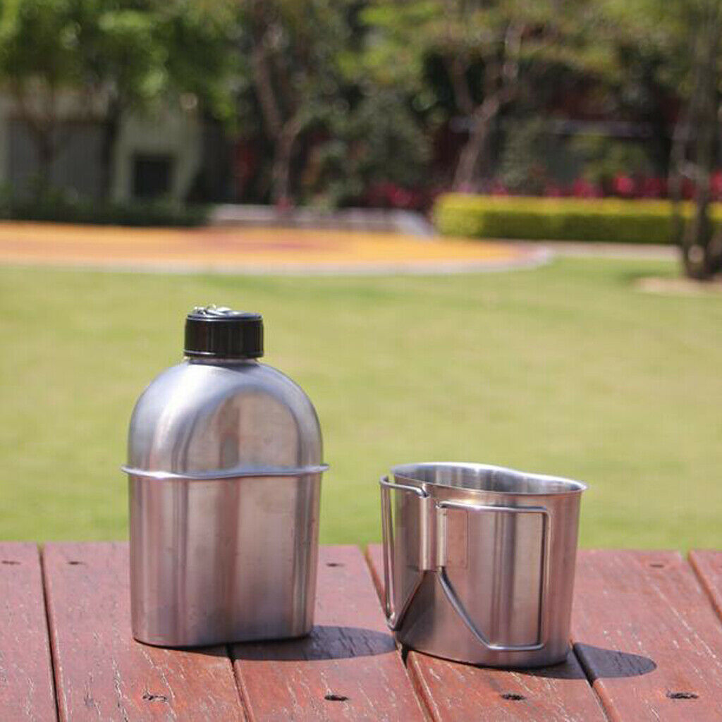 Stainless Steel Canteen Cup Set Outdoor Camping Kettle for Hiking