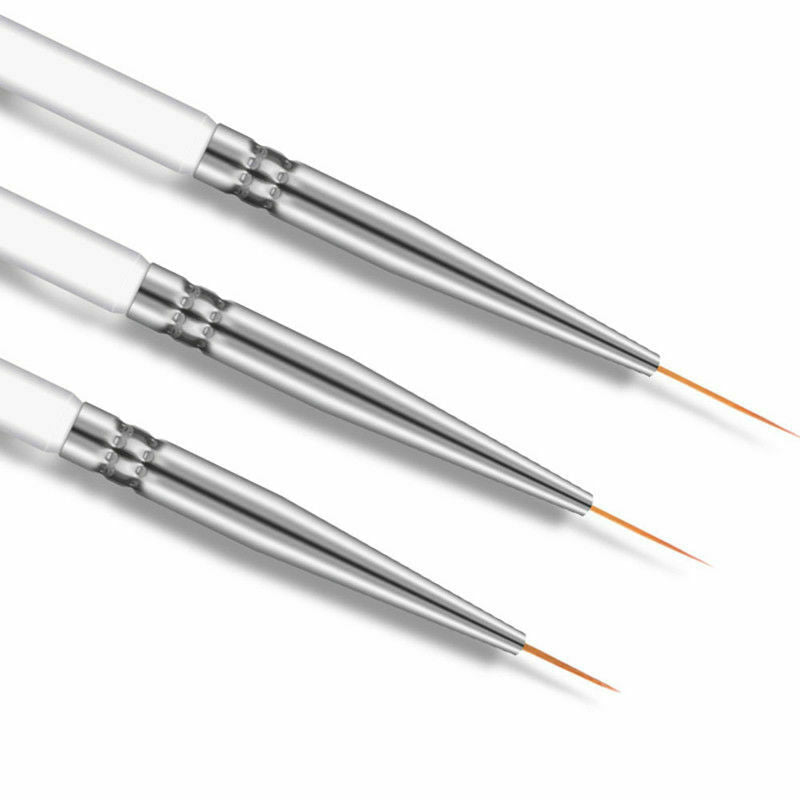 3x UV Gel Liner Drawing Brush Flower Painting Acrylic Pen Nail Art Manicure Tool