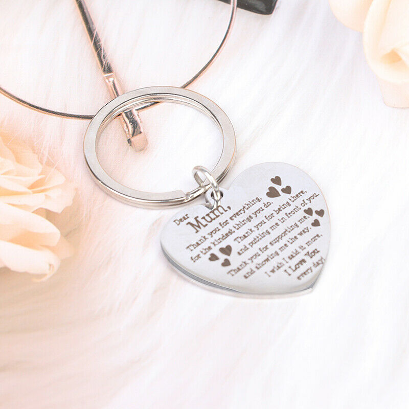Heart Shaped Engraved Letter keychain love Pendant To best mum Mother's D.l8