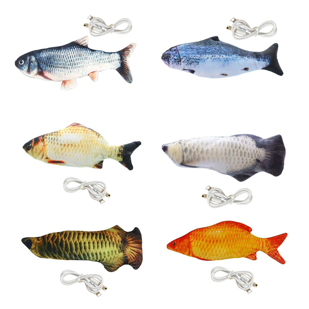 2Pcs Cat â€‹Artificial Moving Fish Toys Funny Realistic Cat Chew Kicker Toys