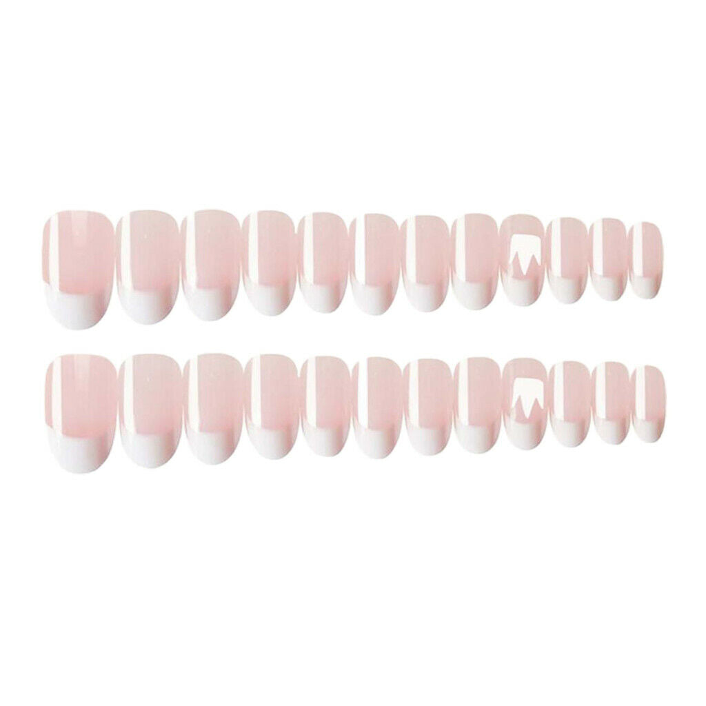 24 Pieces Natural Oval Head Round Full Cover False Nails Tips Finger Tips