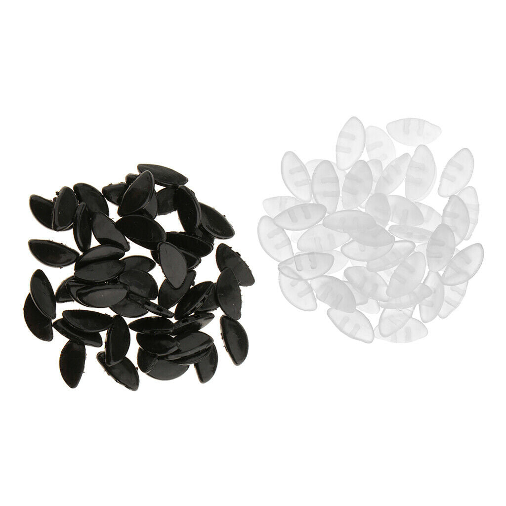 Lot of 50 Pairs Black Clear Push In 100% Soft Silicon Nose Pads Eye Glasses