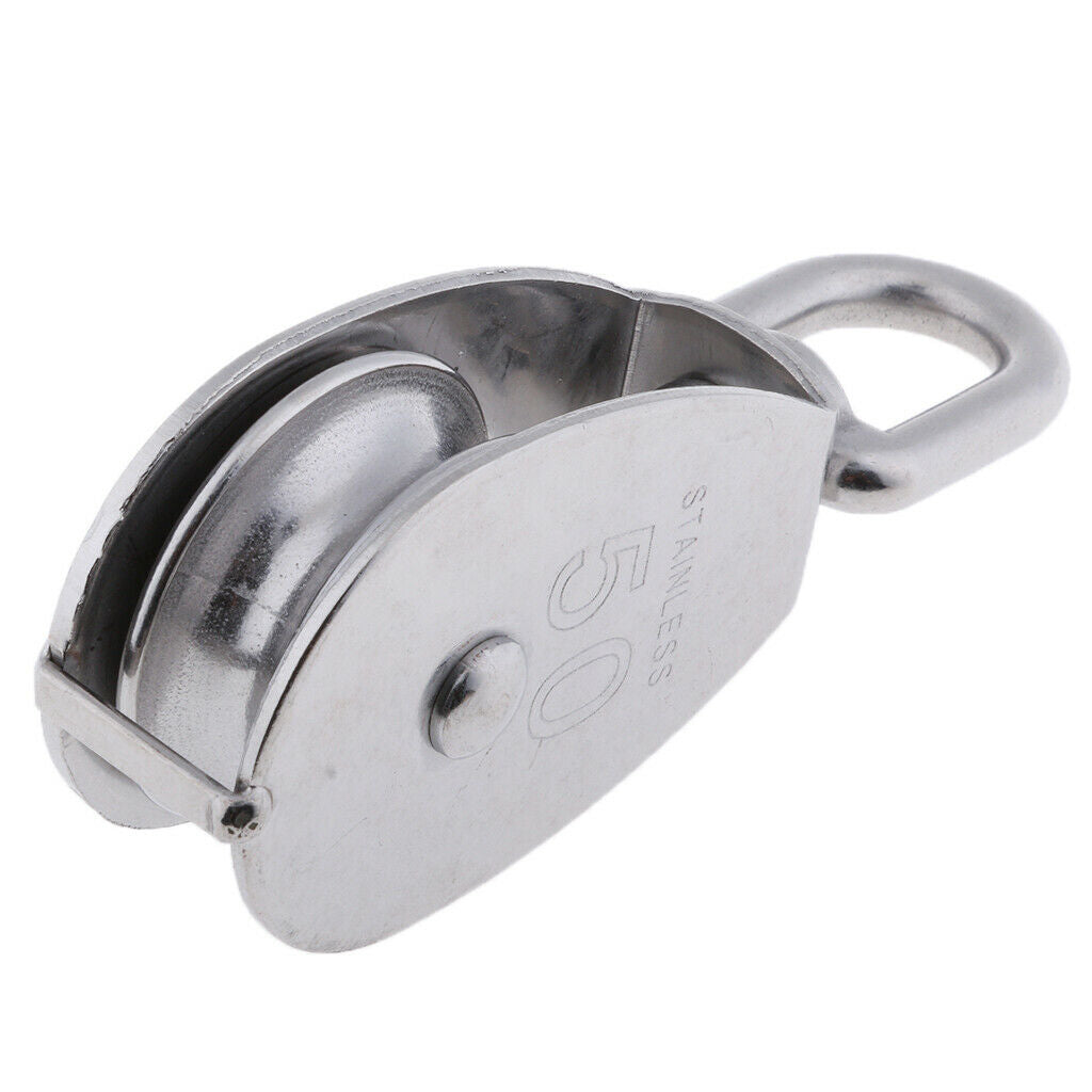 Set of 2 Single Sheave Pulley Block Hanging Wheel 360 Degrees Rotation