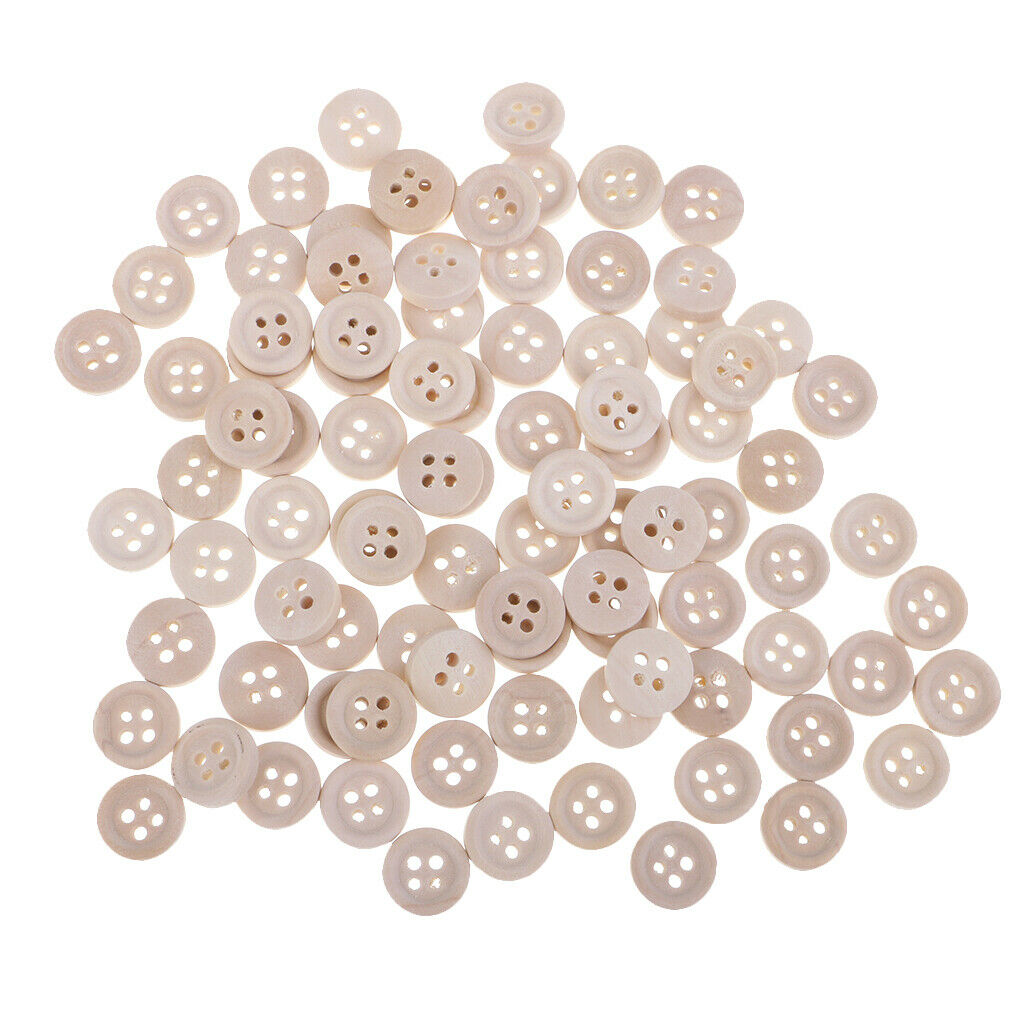 40pcs 12mm Round Natural Wood Buttons 4 Holes Sewing Buttons for DIY Crafts