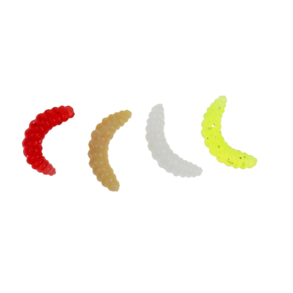 100pcs Silicone Colorful Maggots EarthWorm Soft Lures Fishing Tackle Baits