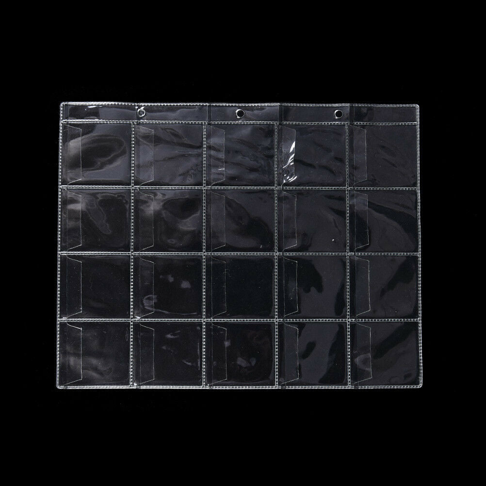 2 Pages 20 Pockets Plastic Coin Holders Storage Collection Money Album Ca.l8