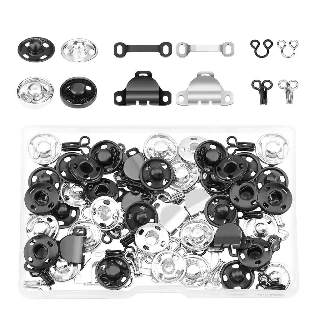 50 Pairs Skirt Hooks and Eyes Sewing Sew-on Snaps Buttons Closures for Trousers