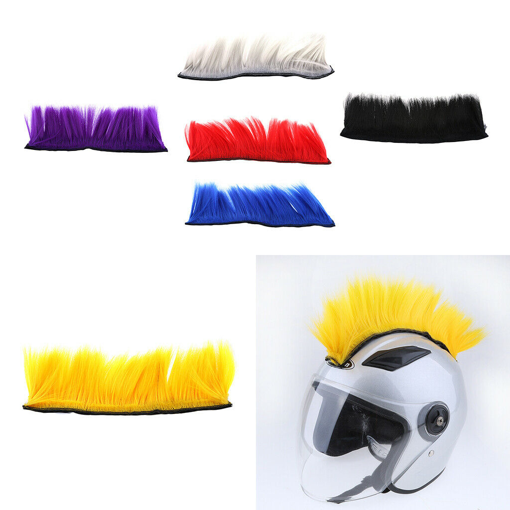 Motorcycle Adhesive Helmet Mohawk Hair Patches Skinhead Costumes Wig Red