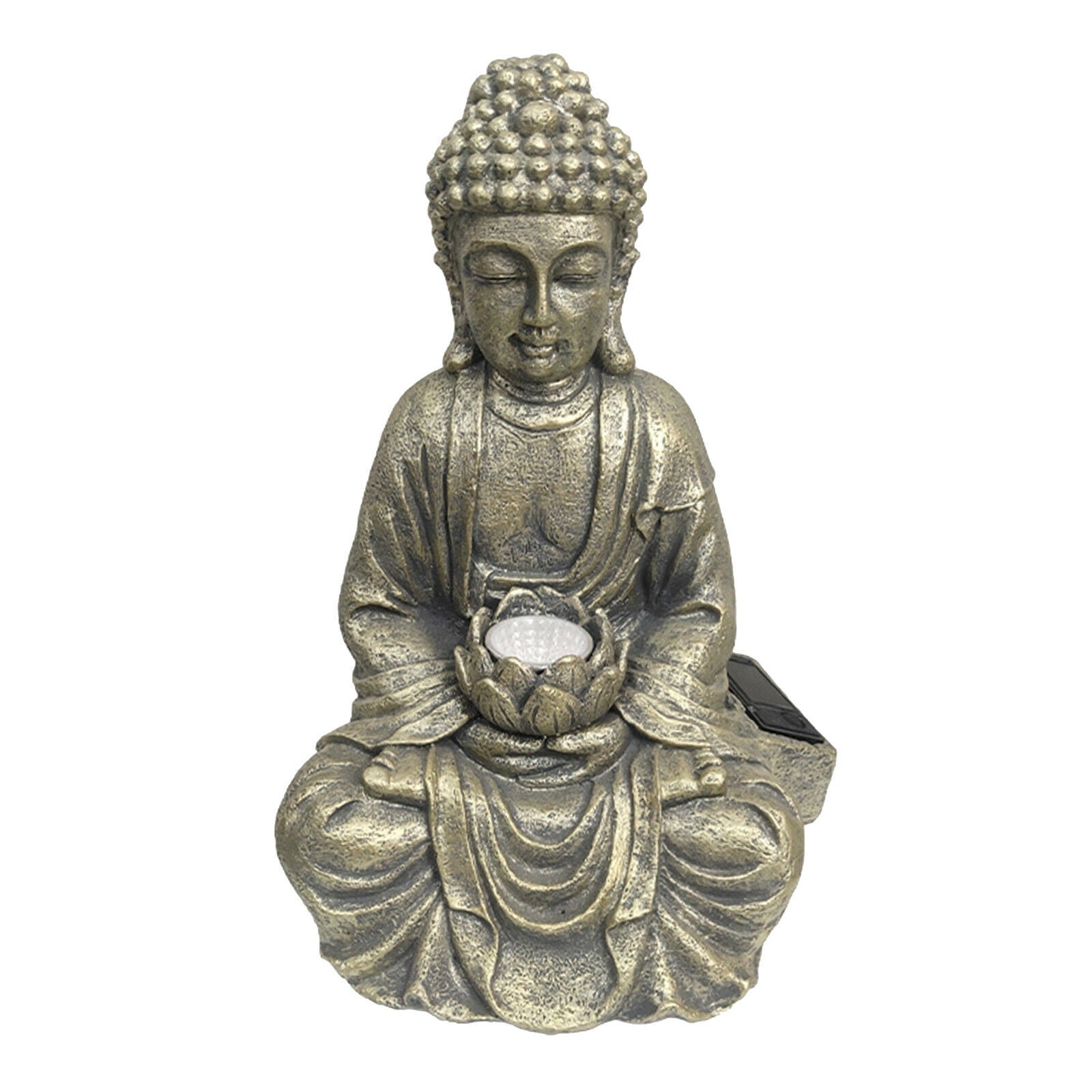Home Buddha Statue Garden Zen Outdoor Solar Light Patio Ornament Sculpture