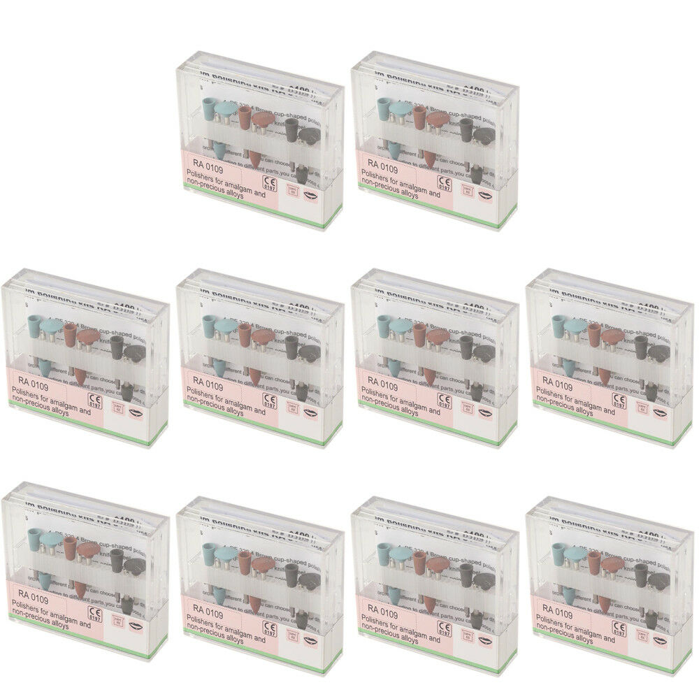 10X Dental Lab Diamond Assorted Polishing Burs Kit Amalgam Silicone Cups RA0109