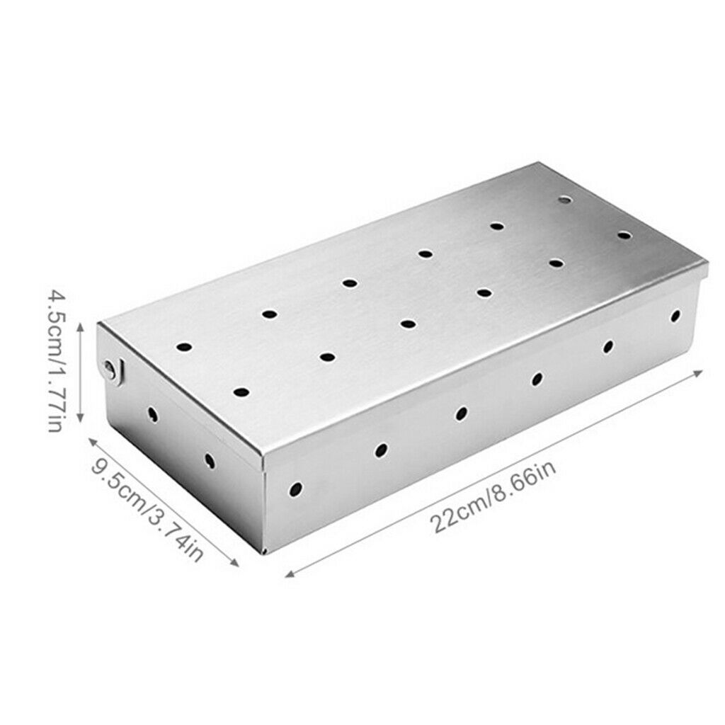 Heavy Duty Stainless Steel Meat Smoking Barbecue Smoker Box For Wood Chips,Add