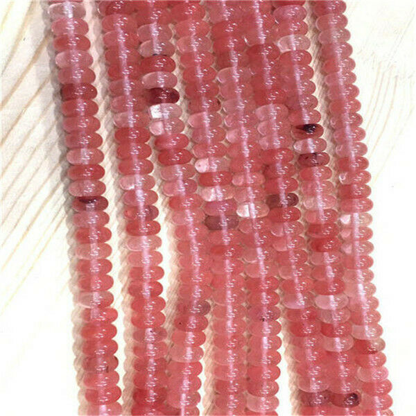1 Strand/67Pcs 10x6mm Red Cherry Quartz Rondelle Abacus Spacer Beads 15.5" HH347
