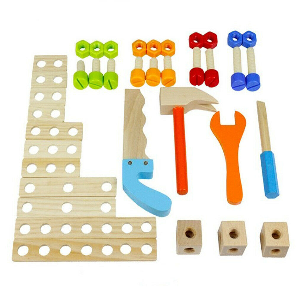 Kids Wooden Work Bench Role Play Kit Workshop Gifts DIY Playset Motor Skills