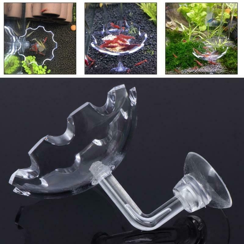 Fish Tank Feeder Aquarium Shrimp Acrylic Feeding Bowl Floating Clear With Sucker