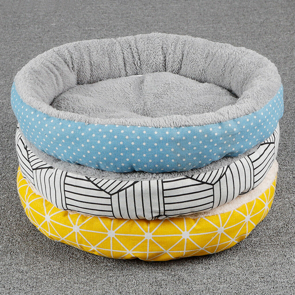 Small Dog Sleeping Bed Cozy Comfortable Nest For Small Dog Cat Yellow Grid-L