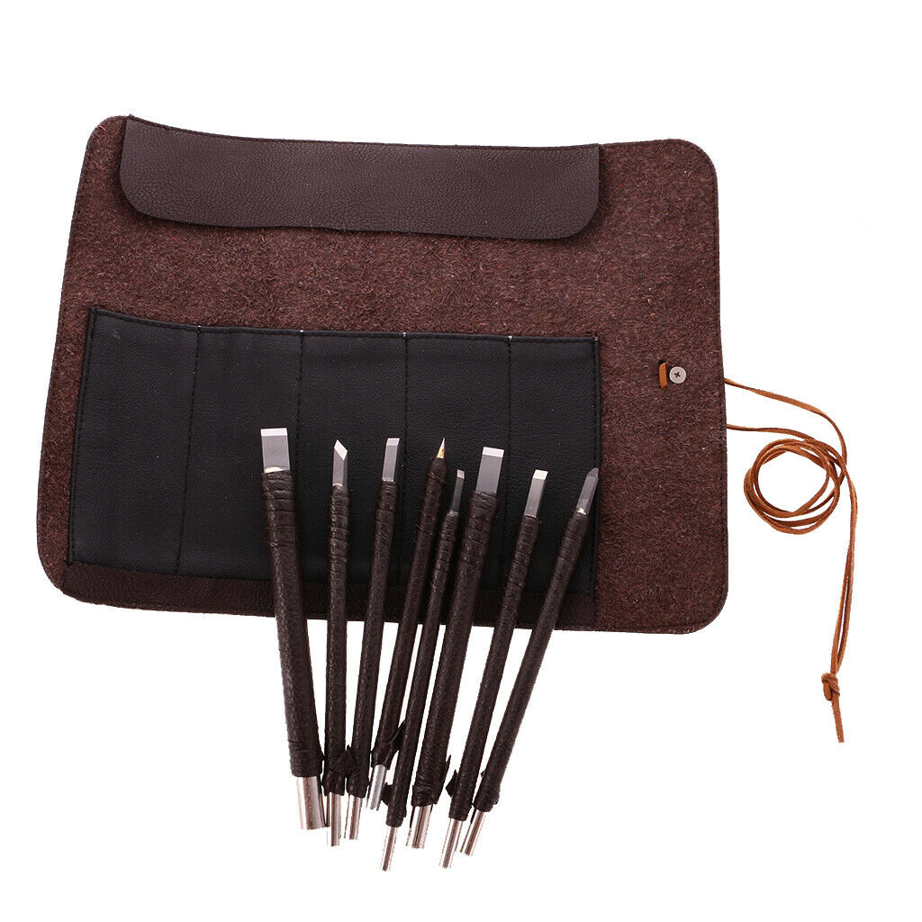 Set of 8 Chisels Stone Wood Carving Seal Engraving Tool Set