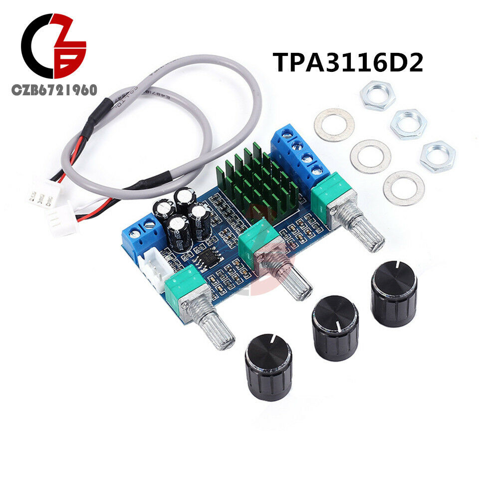 TPA3116D2 Dual Channel DC 12V 24V 80Wx2 Digital Treble Bass Pre Amplifier Board