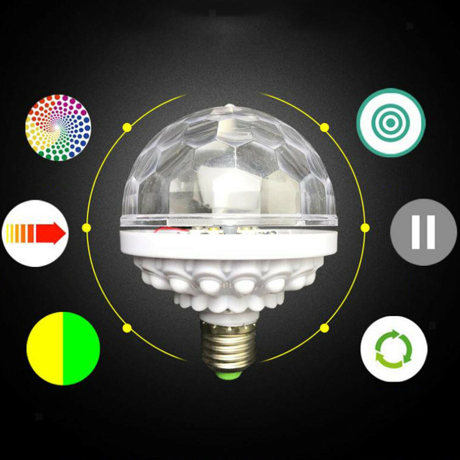 Rotating Auto Crystal Ball Bulb Disco Ball Light Party Light Club Decoration