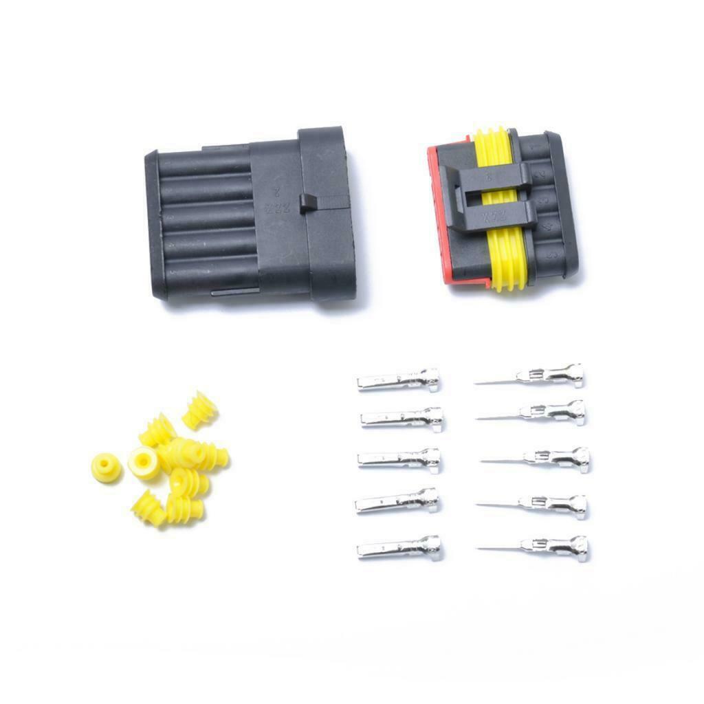 10 Sets 5 Pin Sealed Waterproof Electrical Wire Connector Plug Terminal