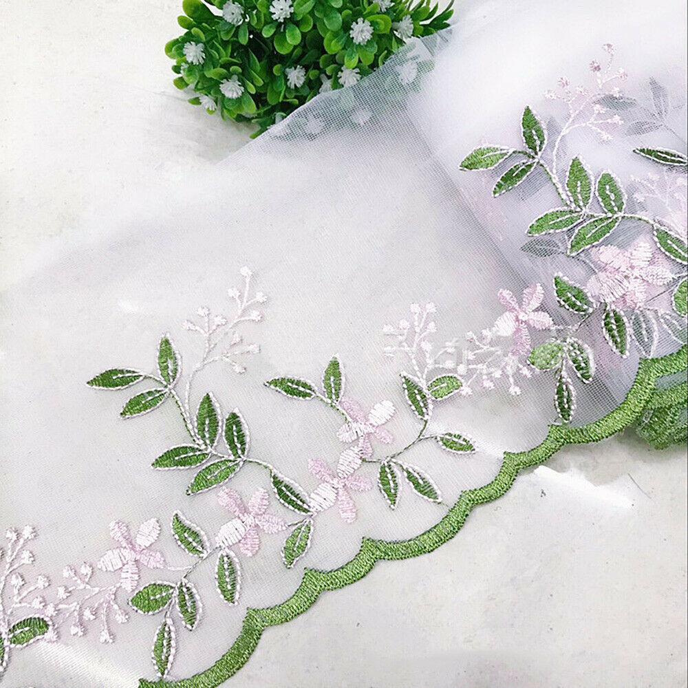 2 Yards Flower Lace Edge Trim Ribbon Embroidered Wedding Dress DIY Sewing Decor