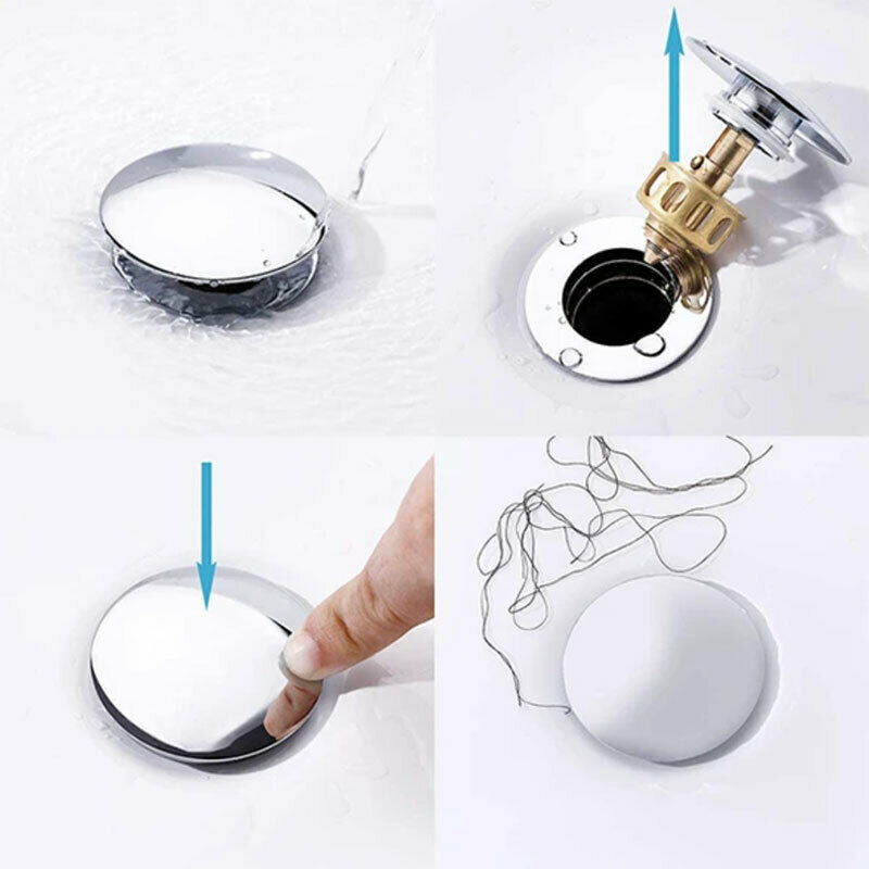 Stainless Steel Wash Basin Bounce Drain Filter Sink Drain Stopper Bathroom Plug