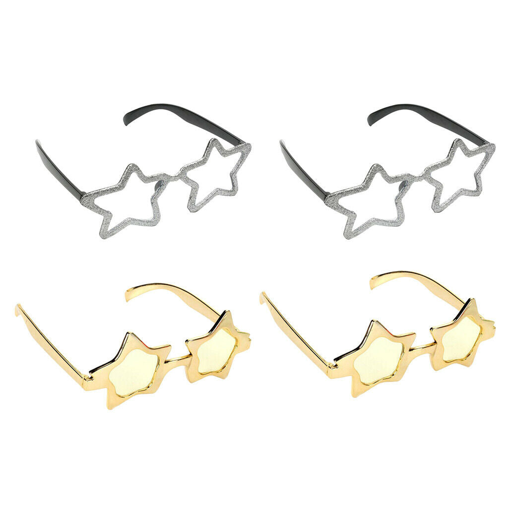4pcs Five-point Star Sunglasses Novelty Eyeglasses Glasses Accessories