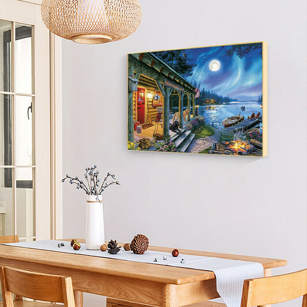 DIY Full Square Drill Diamond Painting Moon Night Cross Stitch Embroidery  @