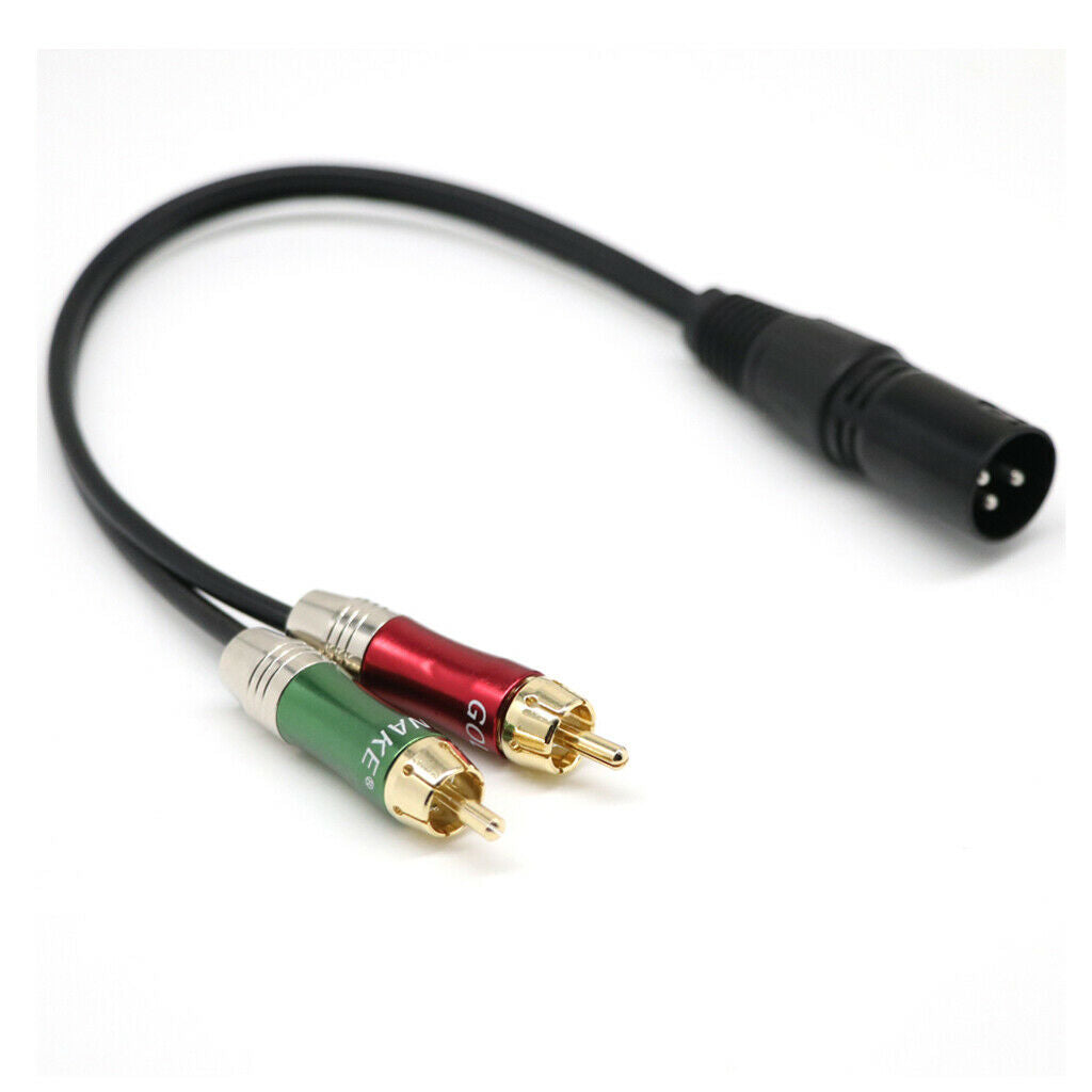 2x 1ft XLR Male to Dual RCA Male Patch Cable - 1 XLR to 2 RCA Audio Cord