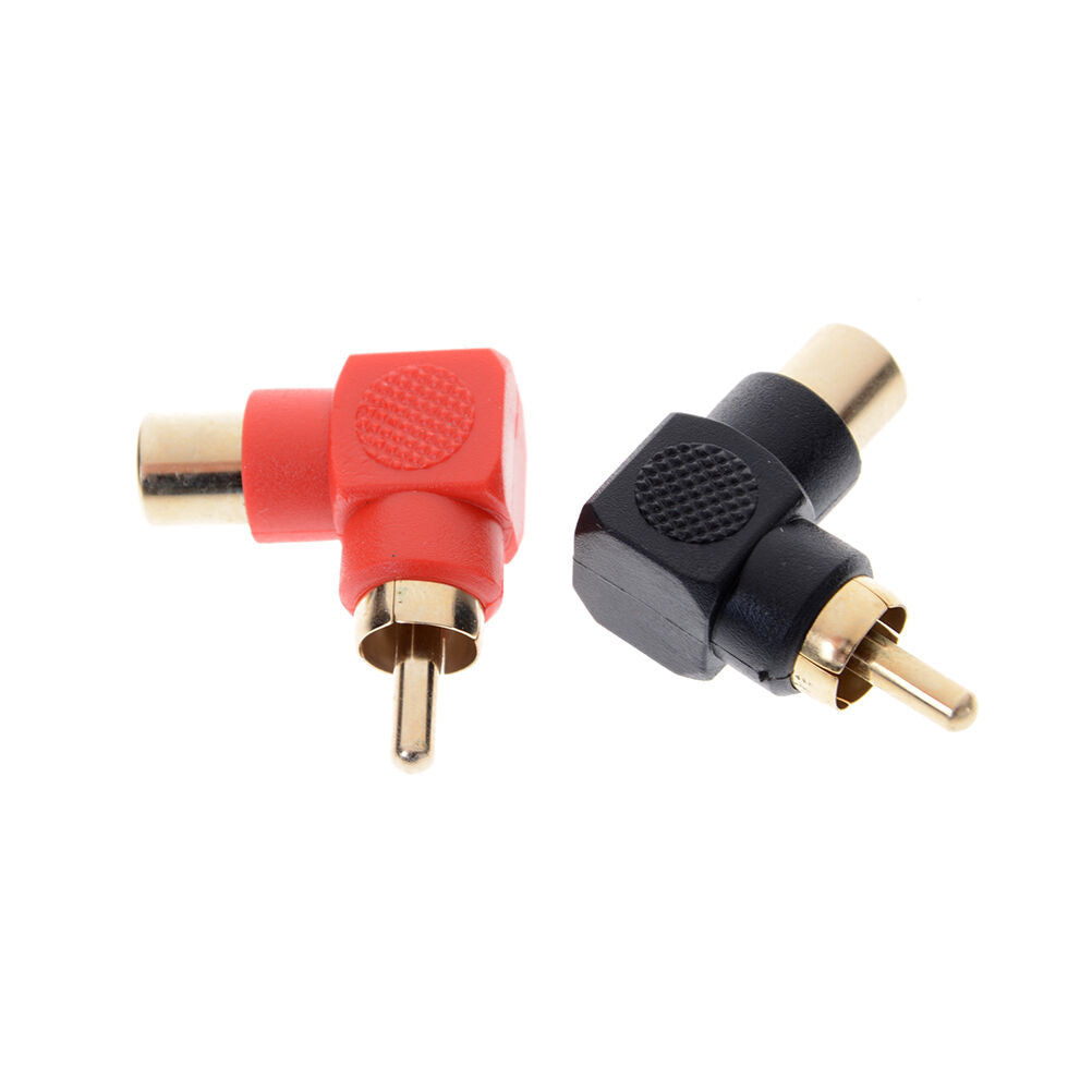 2pcs RCA Right Angle Male to Female Phone Adapters AV Plug Connector 90Deg.l8