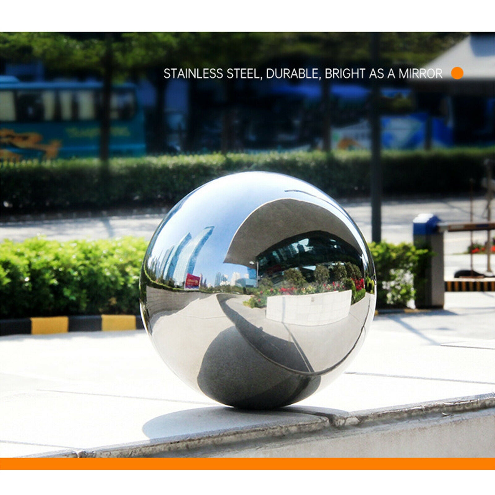 1Set Stainless Steel Mirror Polished Sphere Hollow Round Ball Garden Ornament